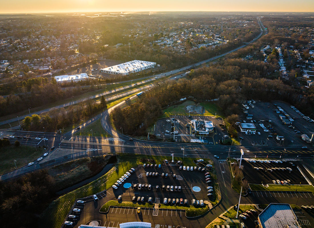 Langhorne, PA - Aerial View of a Beautiful Sunset in Langhorne, PA